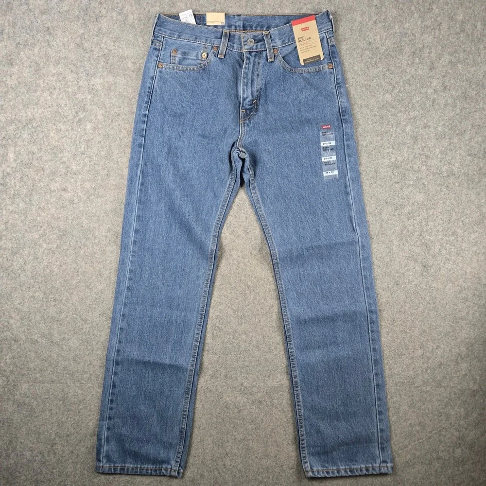 Levi's 505 Jeans Mens 29x30 Black Regular Fit Straight Leg Denim Outdoors NEW